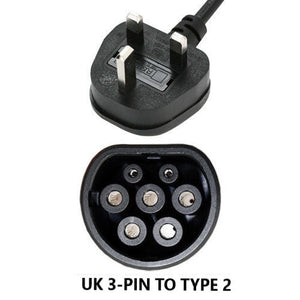 Volvo EX30 EV Charger, UK to Type 2 Charging Cable - 5, 10, 15 or 20 meters