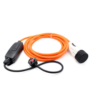 UK 3-pin to Type 2 EV / PHEV Charging Cable. Duosida Portable Home Charger, Granny Cable - 10amp 240v - 10 Meters