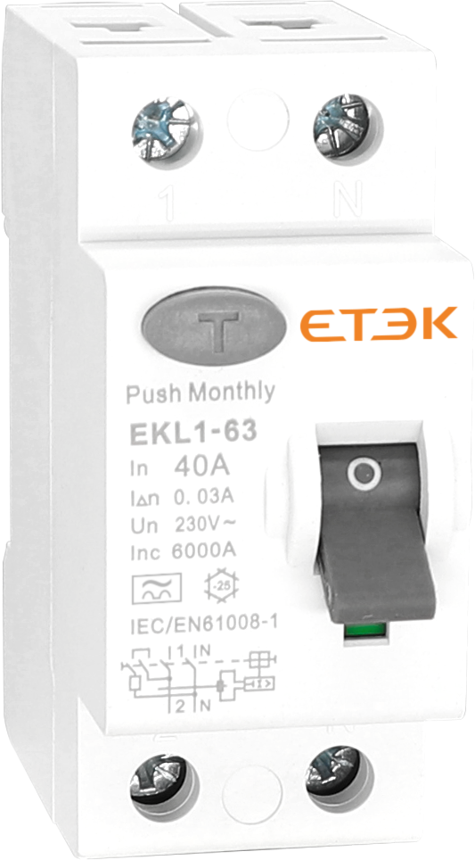 Type A RCD / RCCB 40A, 2 pole, single phase, 30mA trip. 40 Amp – EV ...