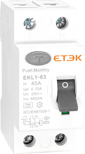 Type A RCD / RCCB 40A, 2 pole, single phase, 30mA trip. 40 Amp