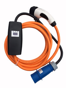 CEE to Type 2 EV Charging Cable, 5m or 10m, Variable output up to 7kw / 32amp, 1-phase